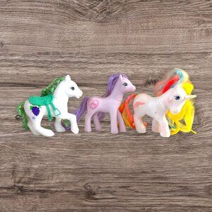 Vtg My Little Pony G1 Unicorn Earth Hair Play Lot Sweet Stuff Grapes Peachy MLP